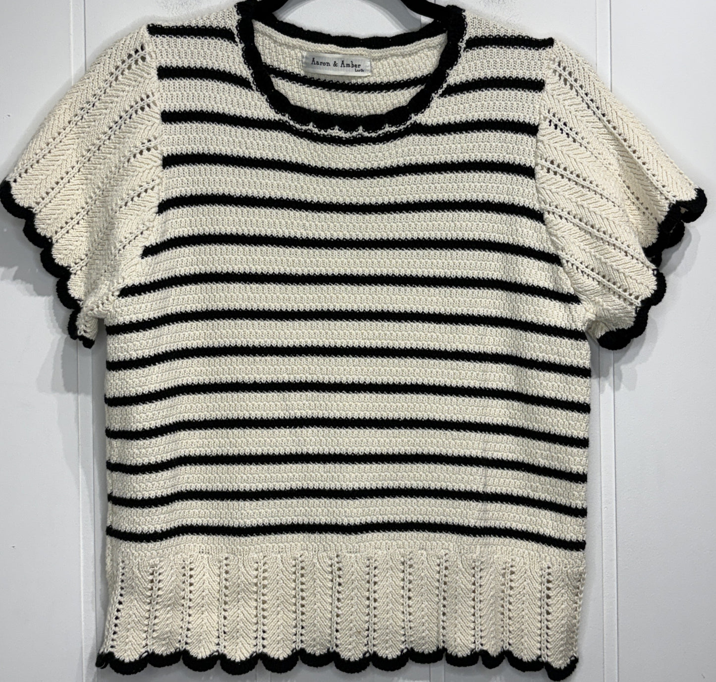 Aaron&Amber Striped Crochet Top