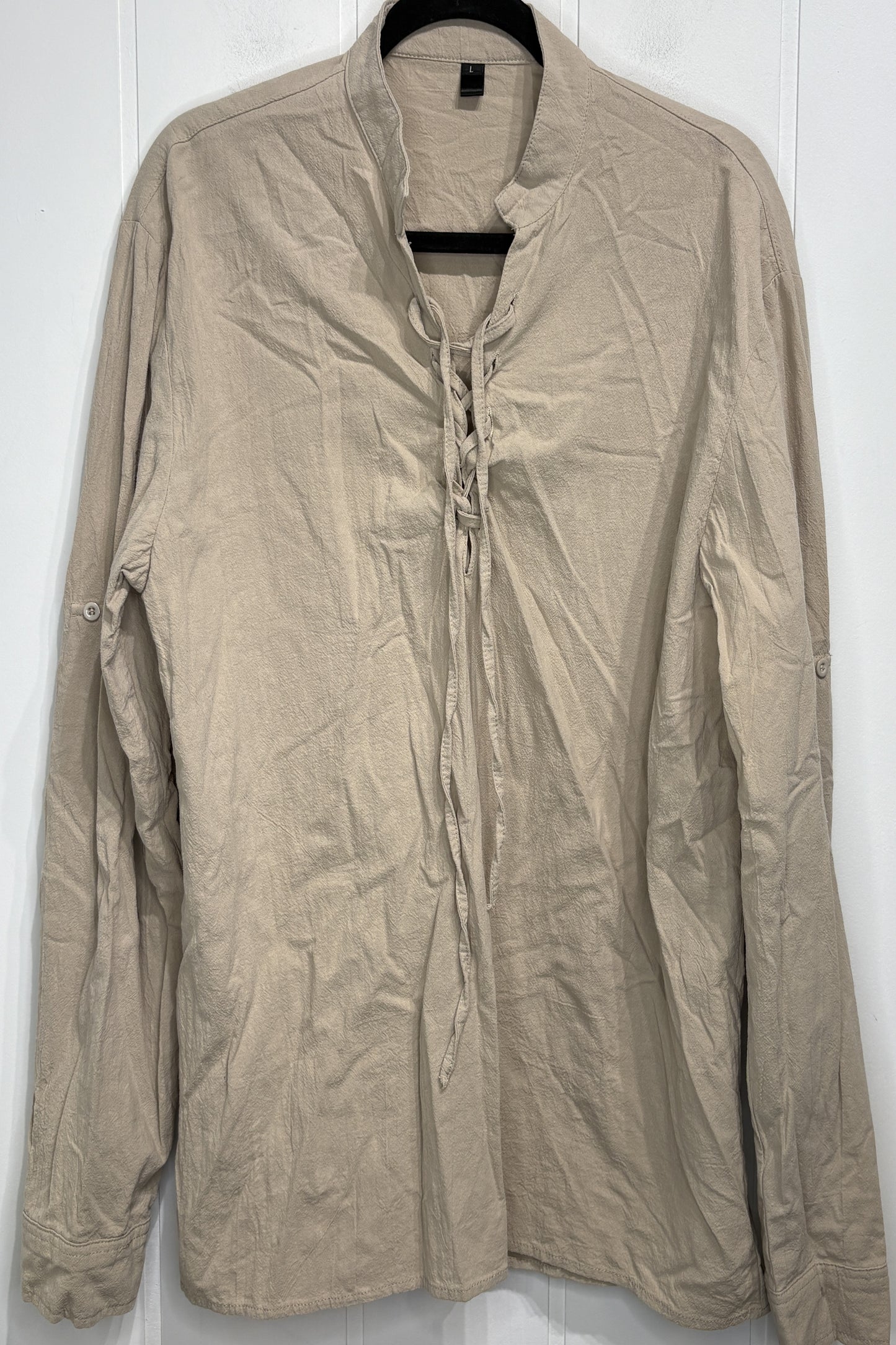 Lace-up LS Cotton Blouse