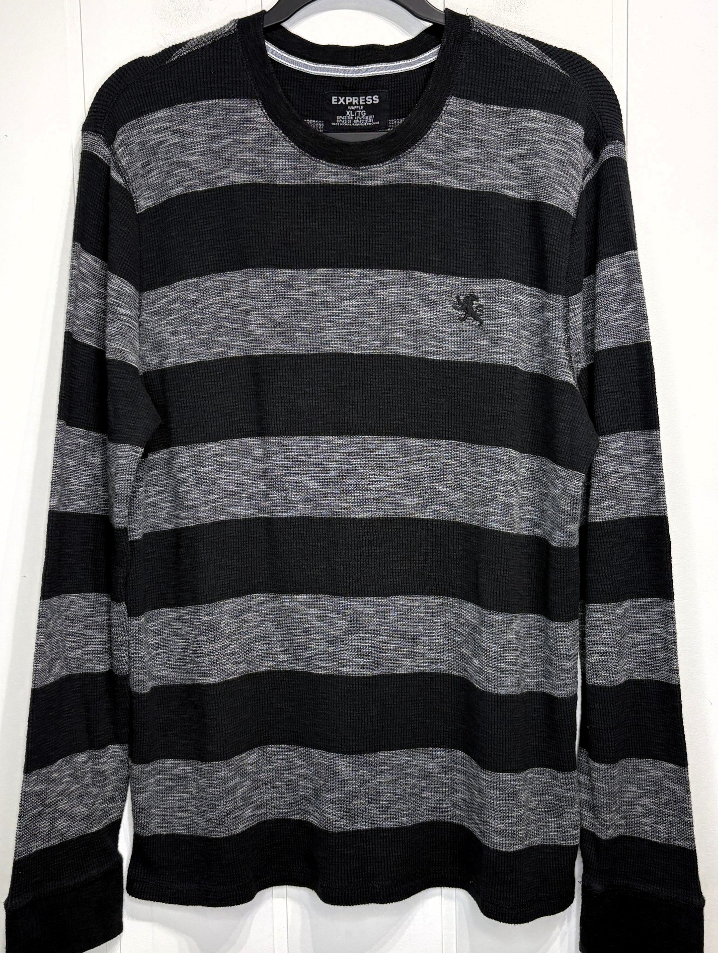 Express Waffle Knit Striped Shirt