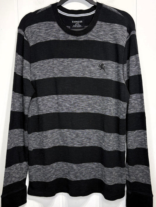 Express Waffle Knit Striped Shirt