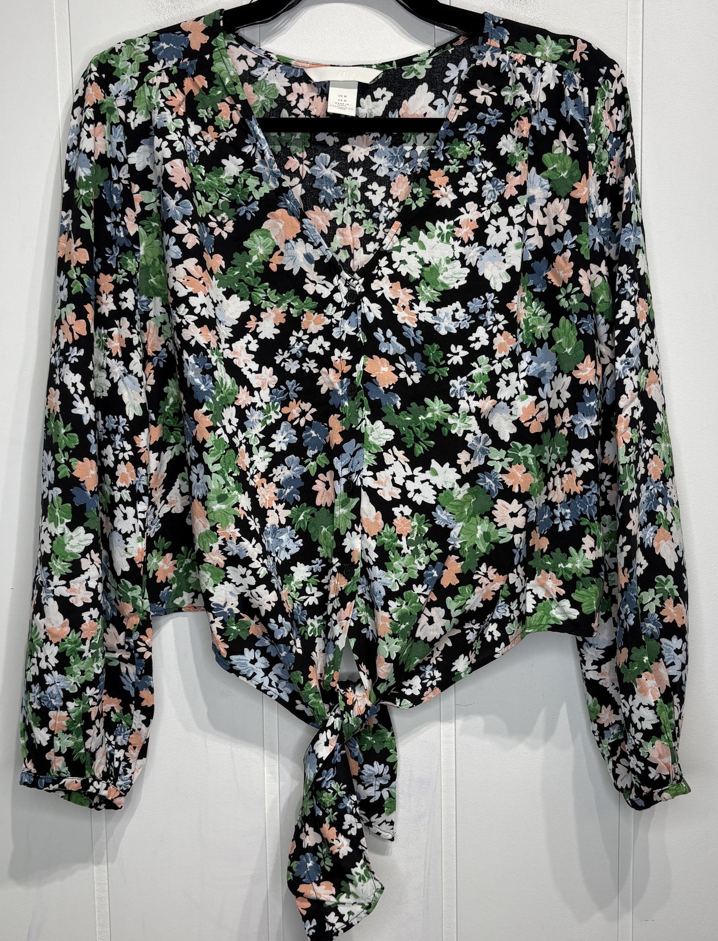 H&M Floral Front Tie Blouse
