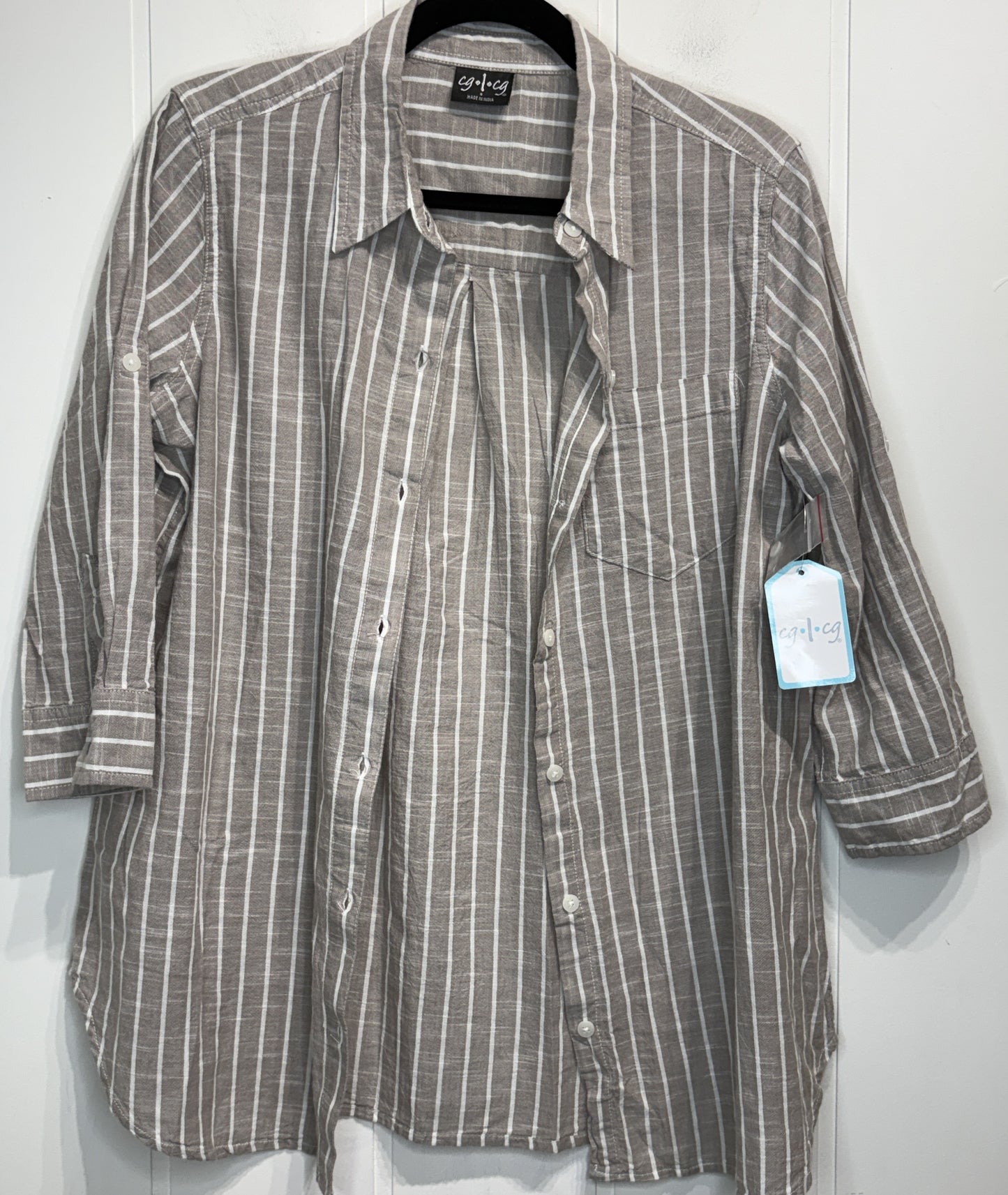 Striped Button-down Blouse