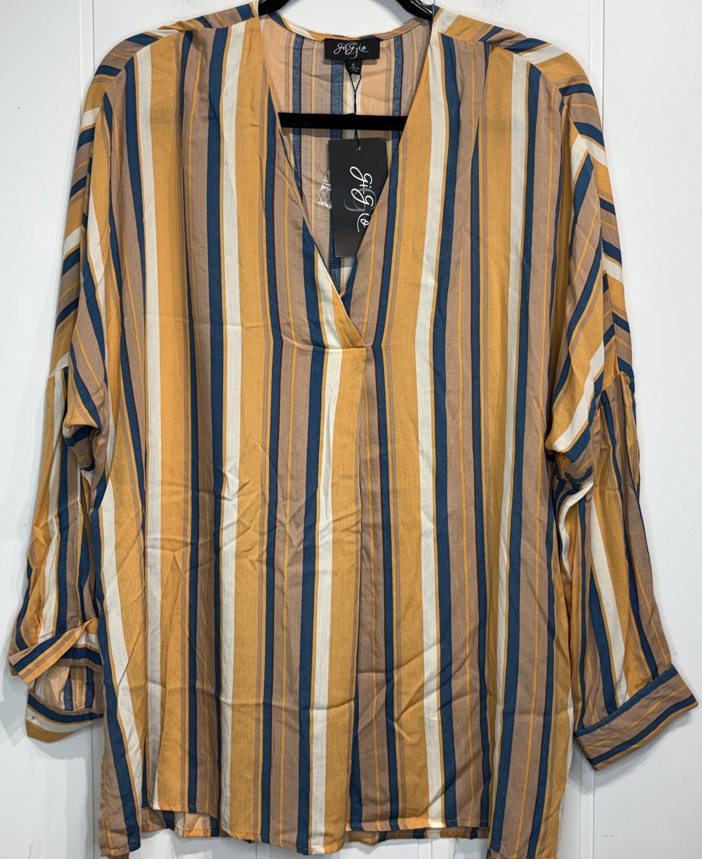 Oversized Striped V-Neck Blouse