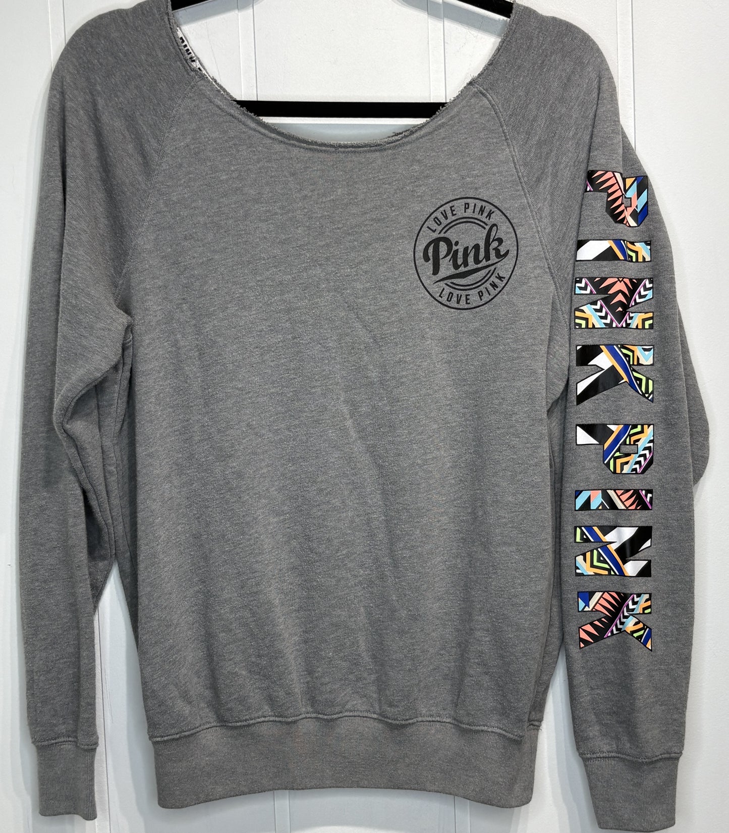 PINK Logo Cold Shoulder Sweater