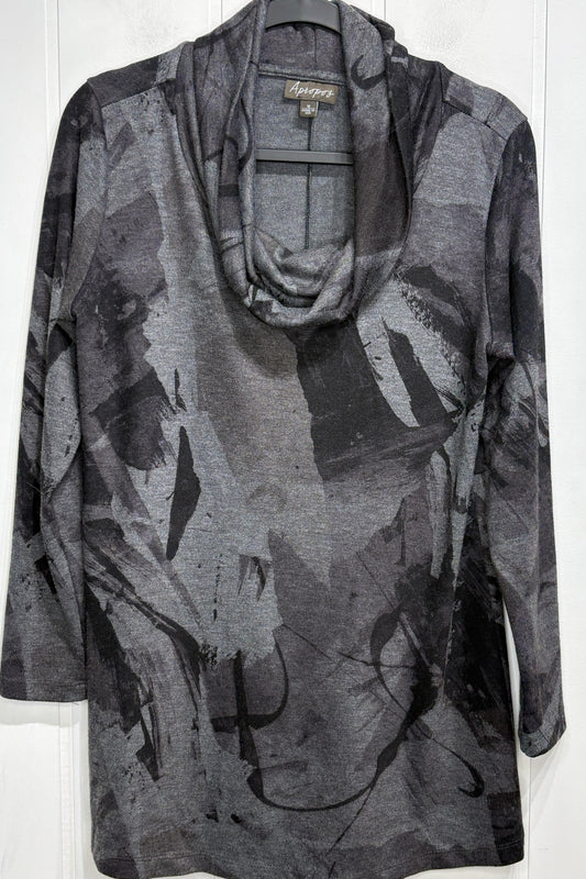 Apropos Abstract Cowl Neck Tunic Top
