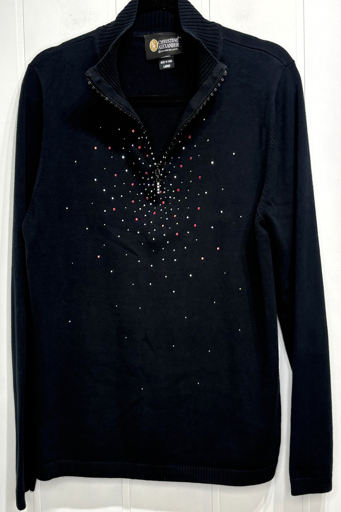 Christine Alexander Rhinestone Zip Sweater