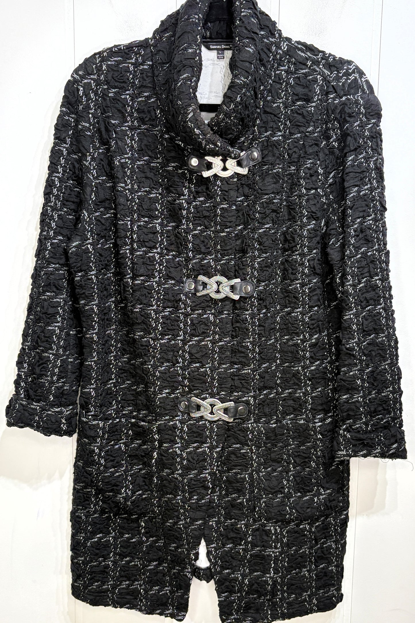 Samuel Dong Textured Coat w/Clasps