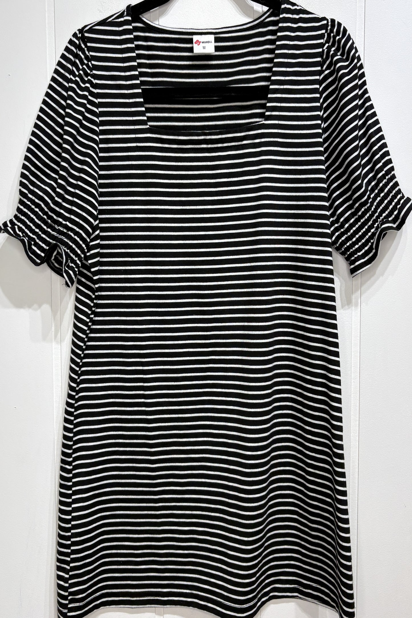 Wiholl Striped Square Neck Top