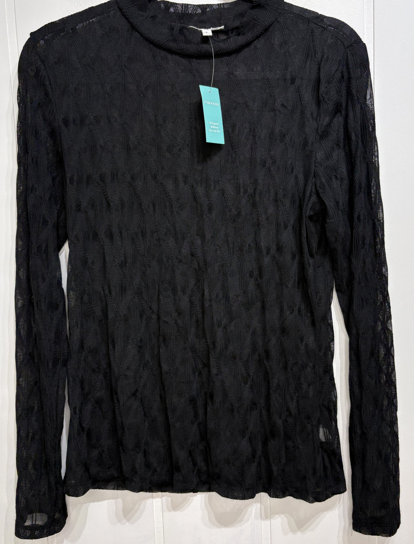 Maurices High Neck Mesh LS Top