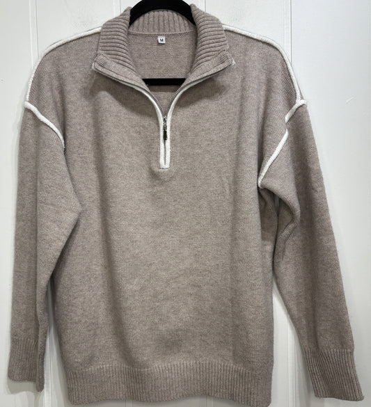 Half-Zip Sweater w/Contrast Seam