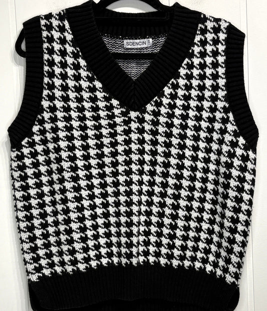 SDencin Houndstooth Sweater Vest