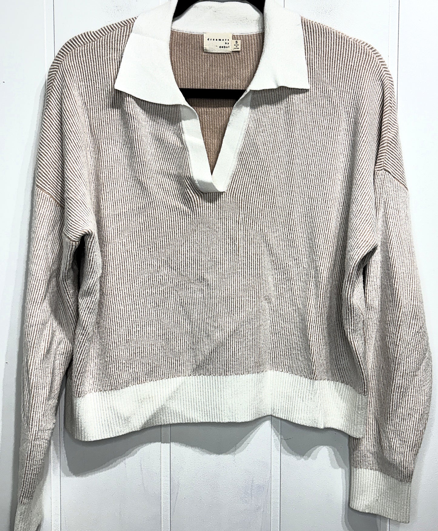 Pin Striped LS Collar Sweater