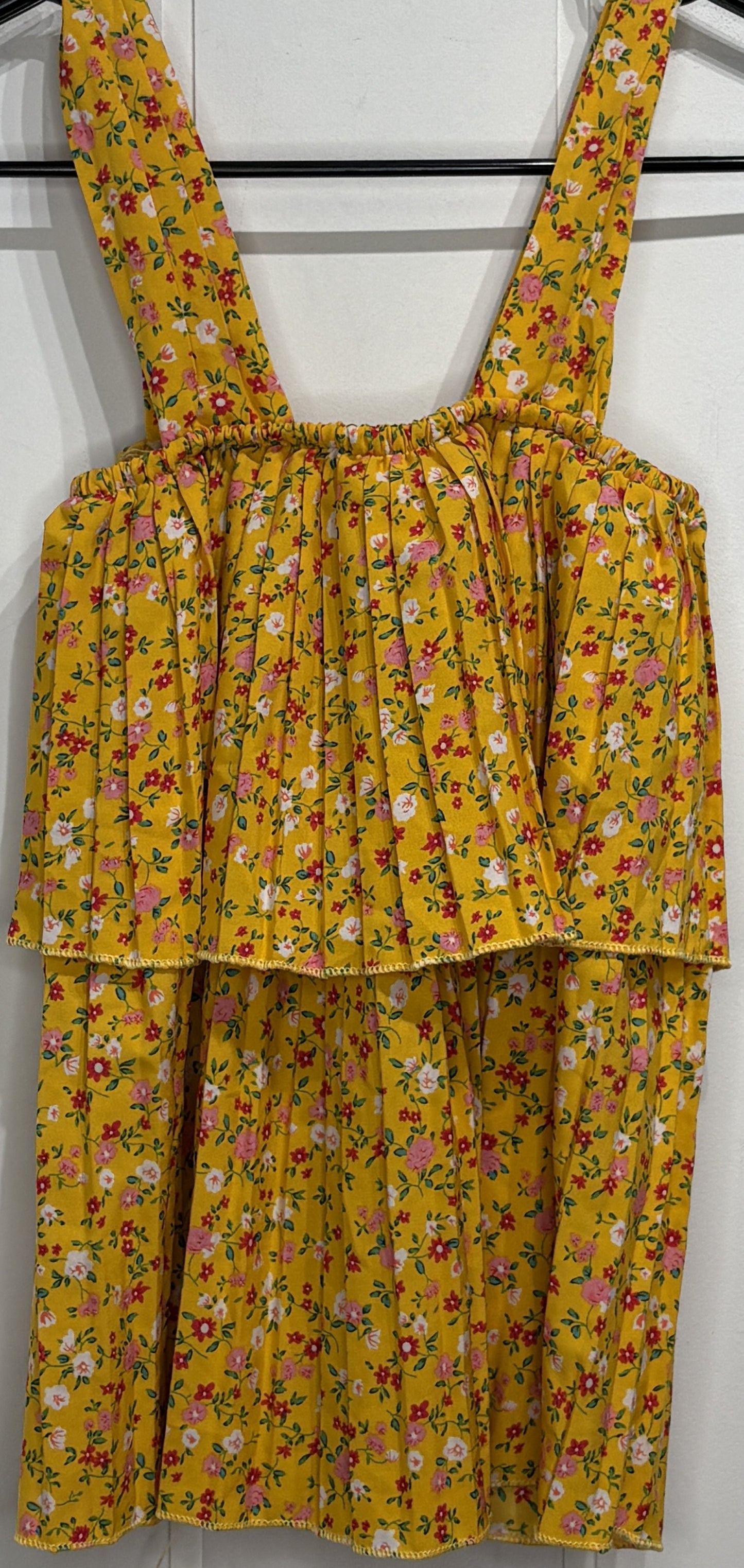 Tier-Pleated Floral Blouse