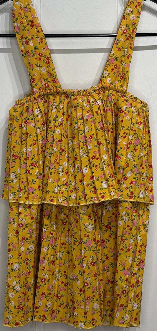 Tier-Pleated Floral Blouse