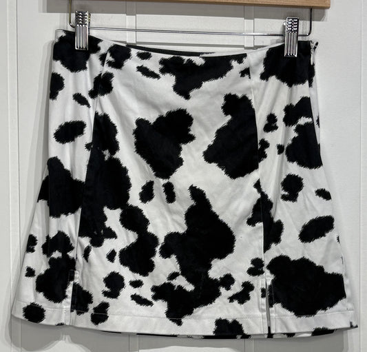 ALYA Suede Cow Print Mini Skirt