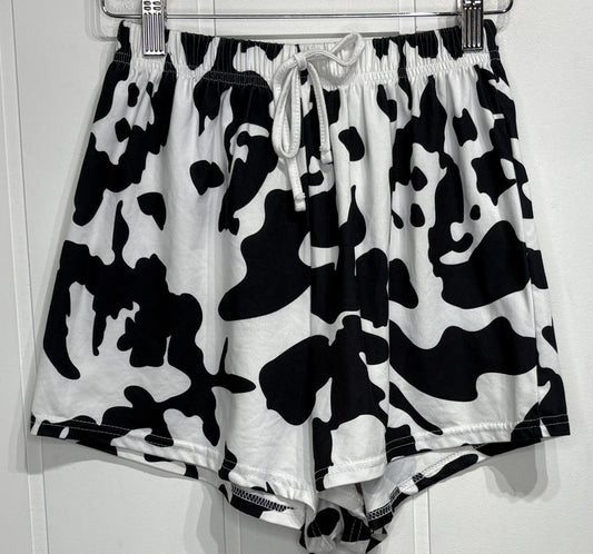 Soft Knit Cow Print Shorts