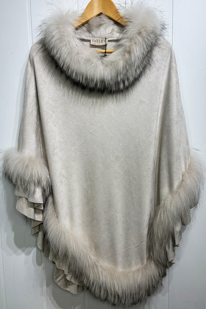 Jayley 100% Real Fox Fur Poncho