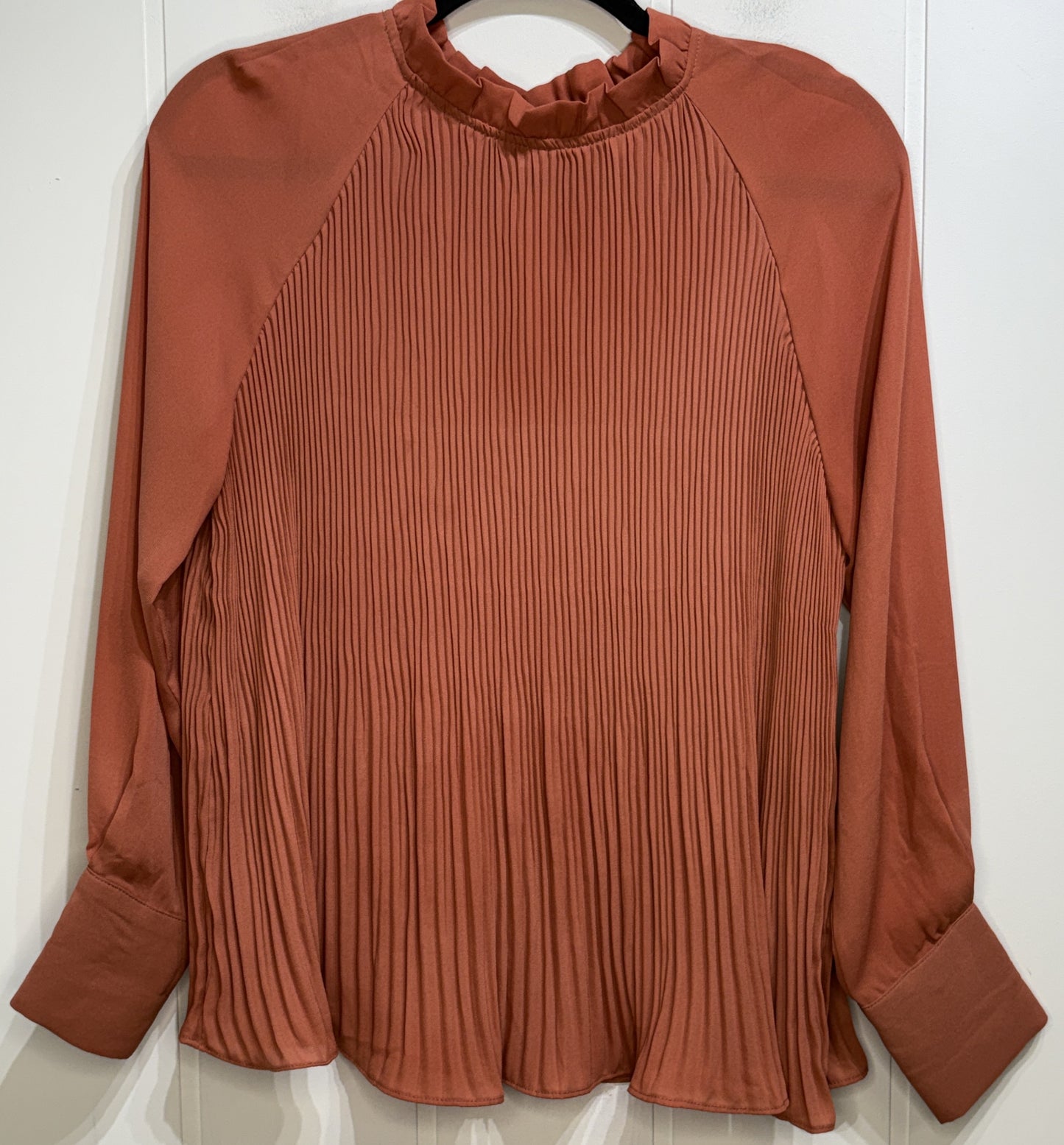 ODDi Pleated Blouse w/Fitted Cuffs