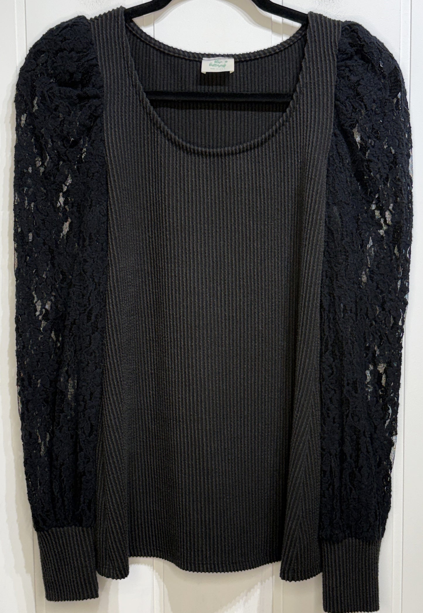 Blue Buttercup Top w/Lace Sleeves