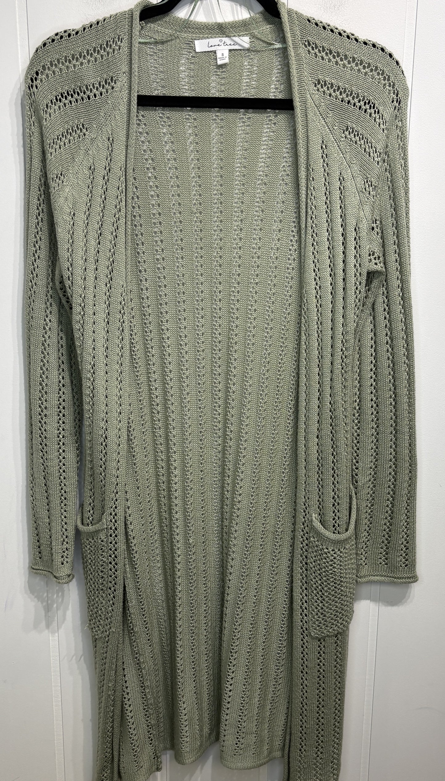 Love Tree Crochet Knit Open Cardigan