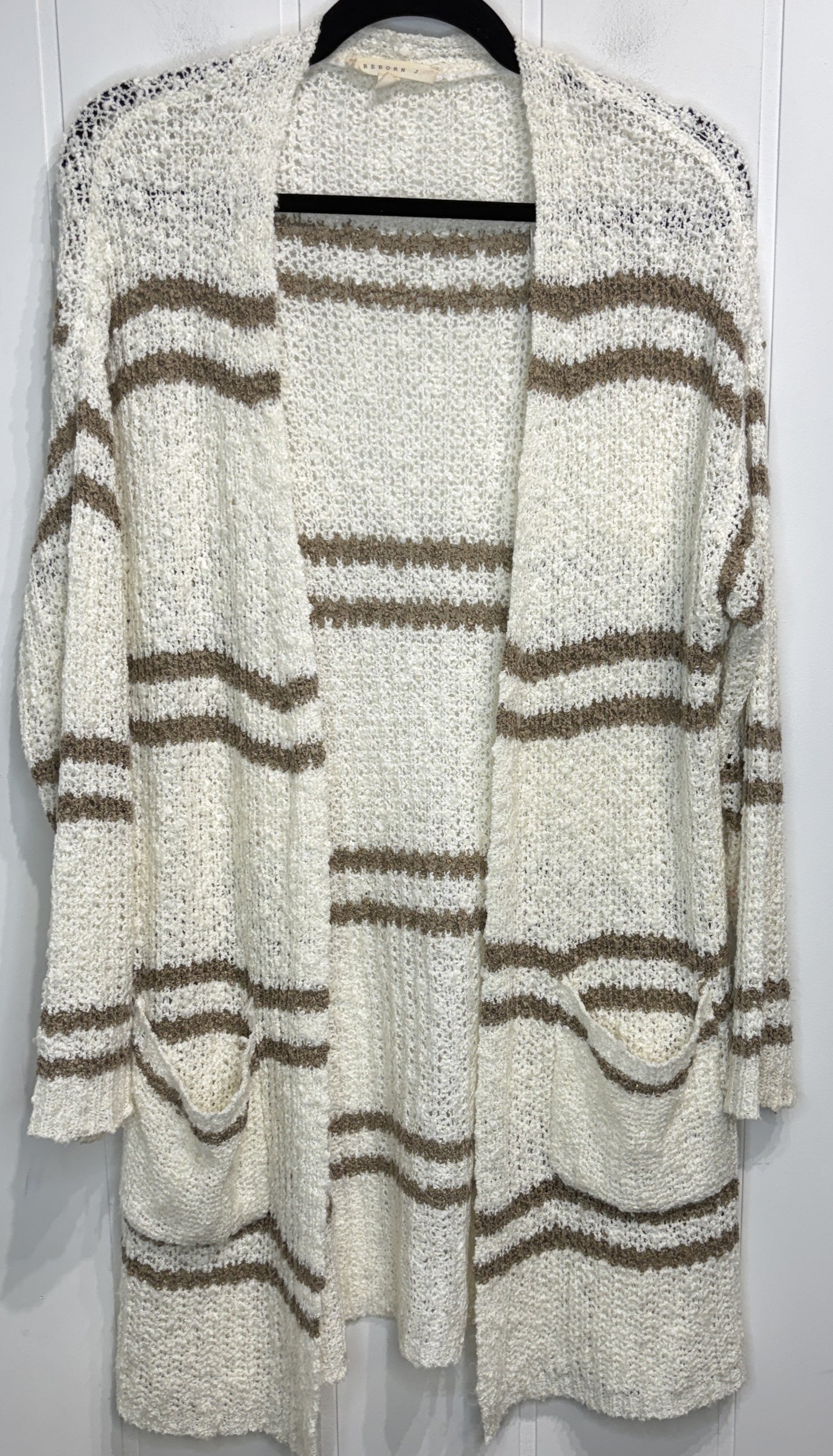 Reborn J Striped Textured Cardigan