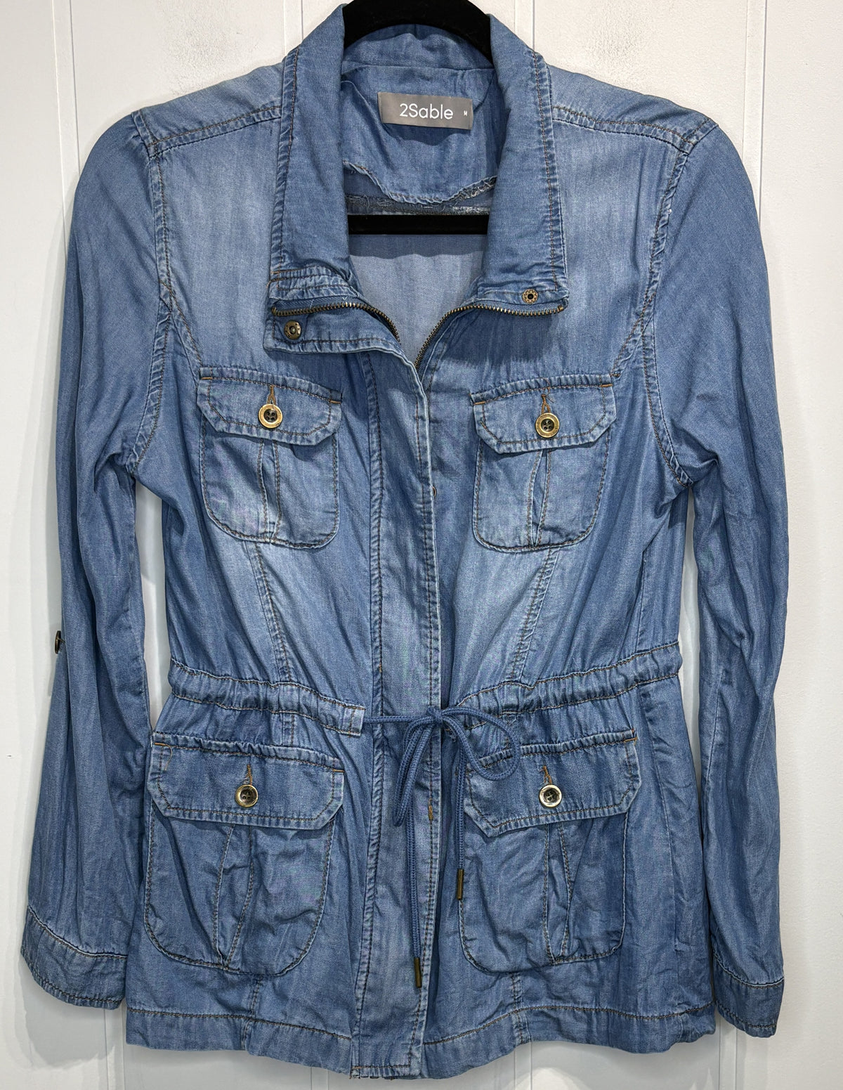 2Sable Full Zip Denim Safari Jacket
