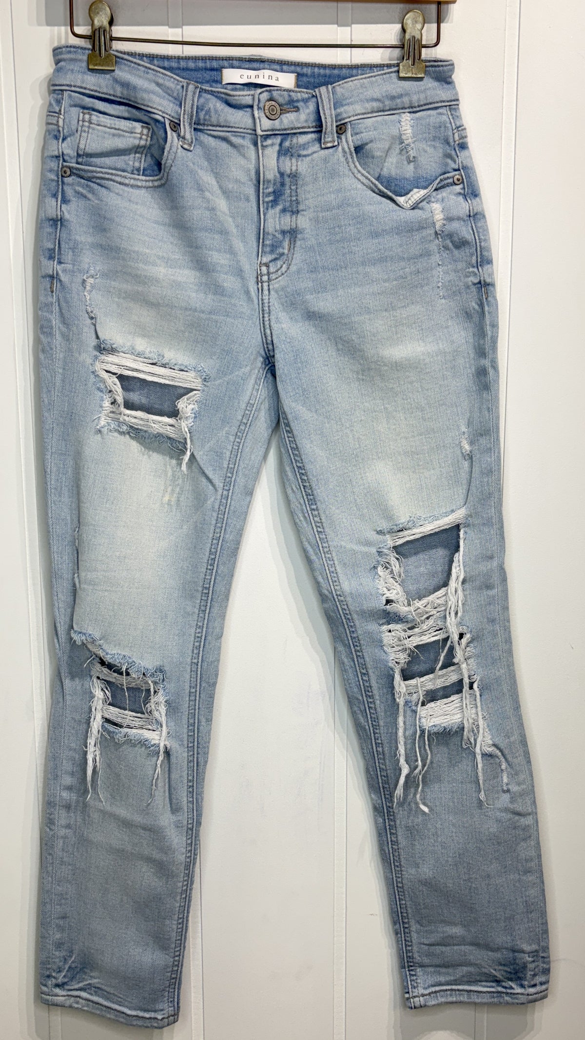 Eunina Mid-Rise Distressed Jeans
