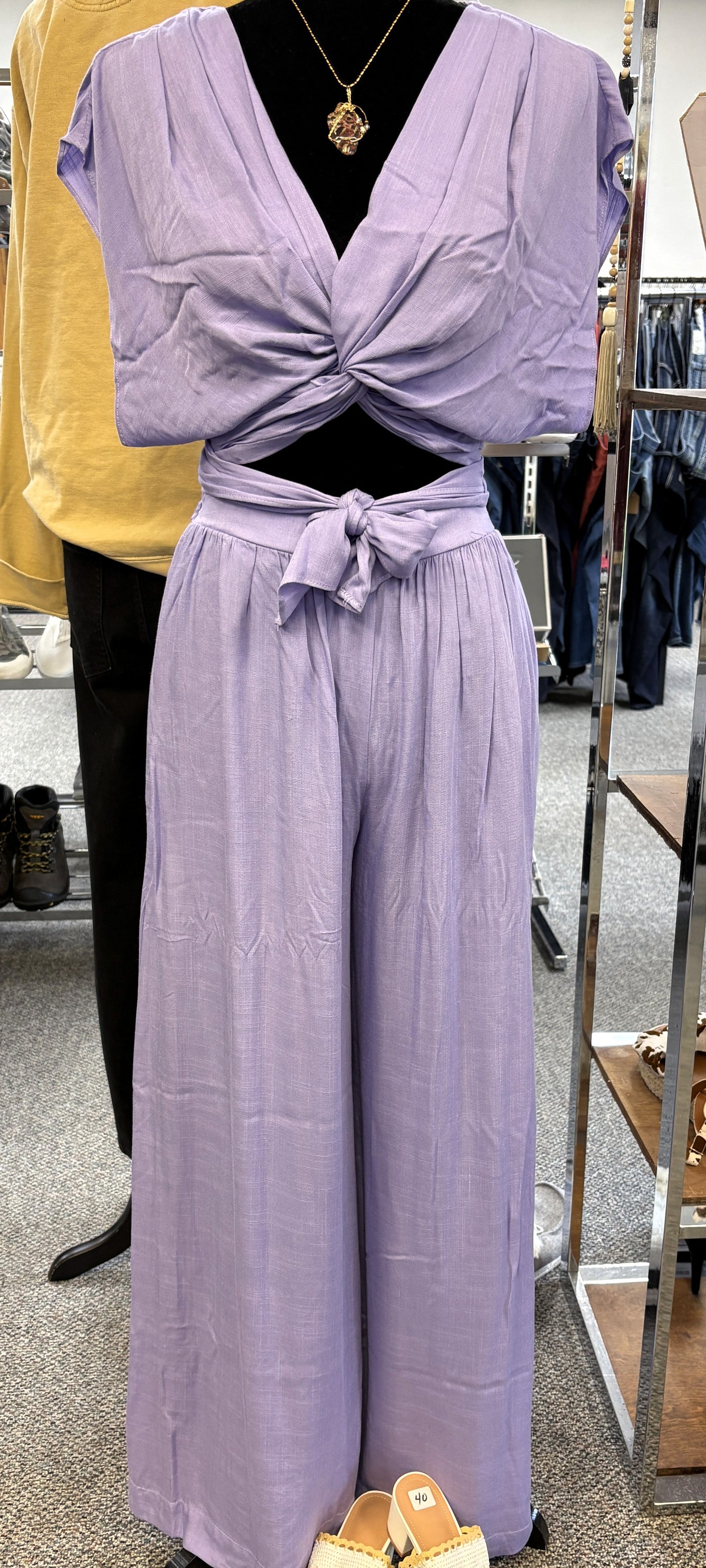 Twisted Top+Wide Leg Pant Set