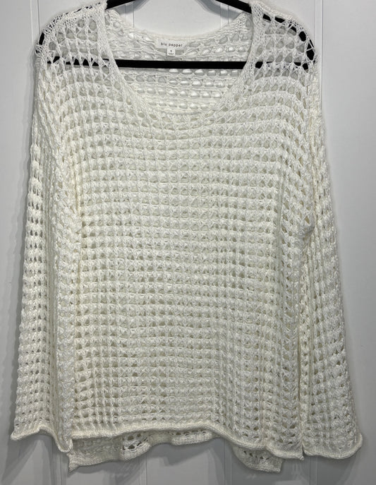 Blu Pepper LS Crochet Sweater