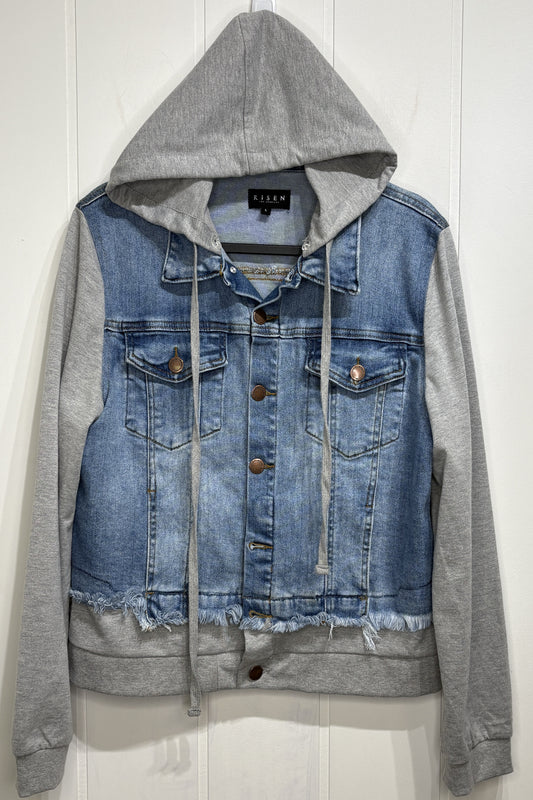 Risen Hooded Sweater Denim Jacket