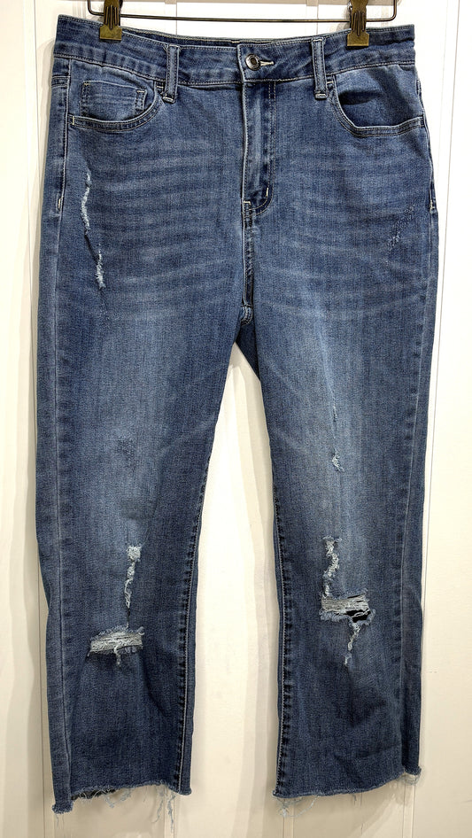 Grace&Lace Ripped Fray Ankle Jeans