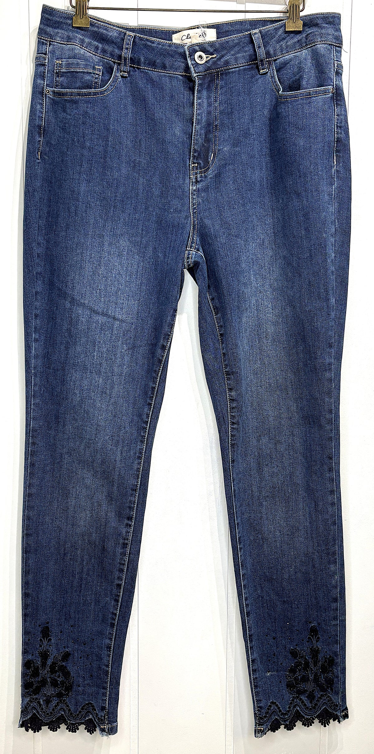 Charlie B. Embroidered Ankle Jeans