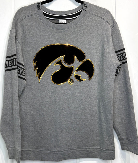 PINK Sequin IOWA Logo Crewneck