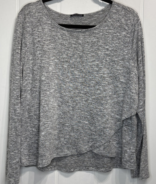 Mind Code LS Drape Front Hem Top