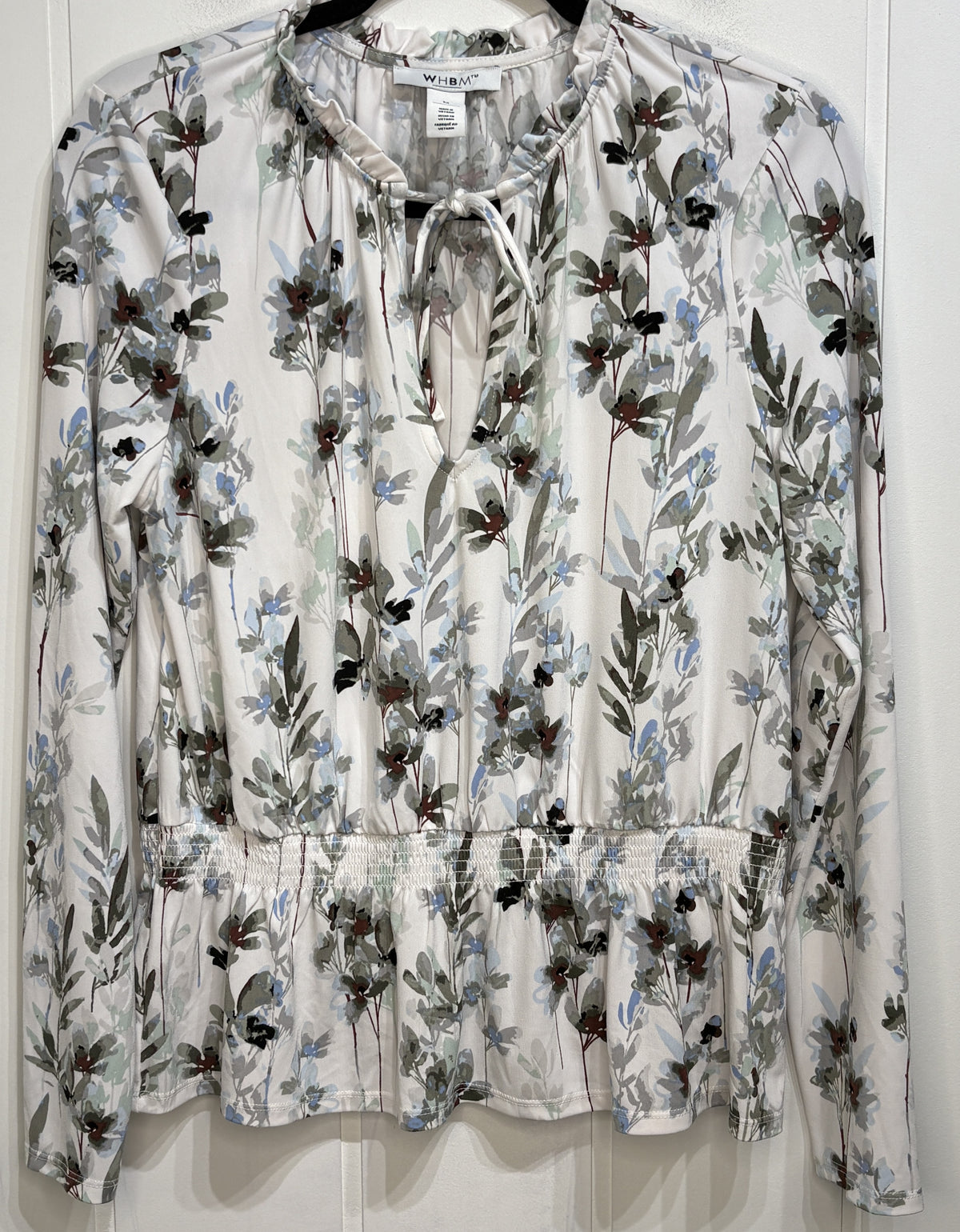 WHBM Floral Neck-Tie Blouse