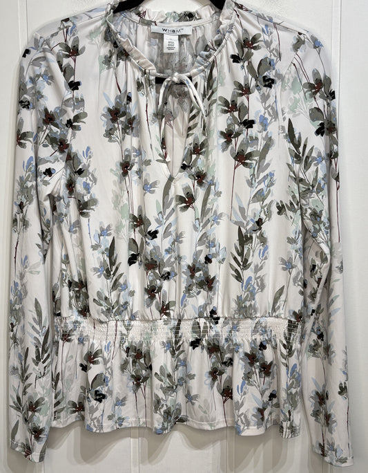WHBM Floral Neck-Tie Blouse