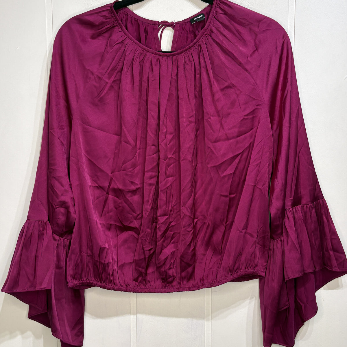 Express Bell-Sleeve Satin Blouse