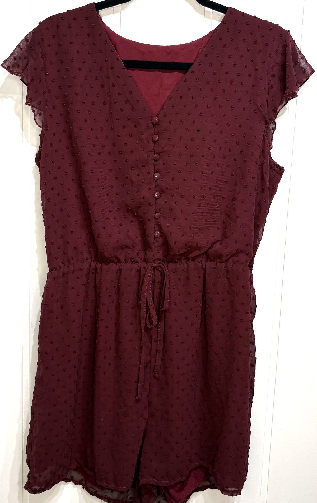 Textured Romper w/Front Tie