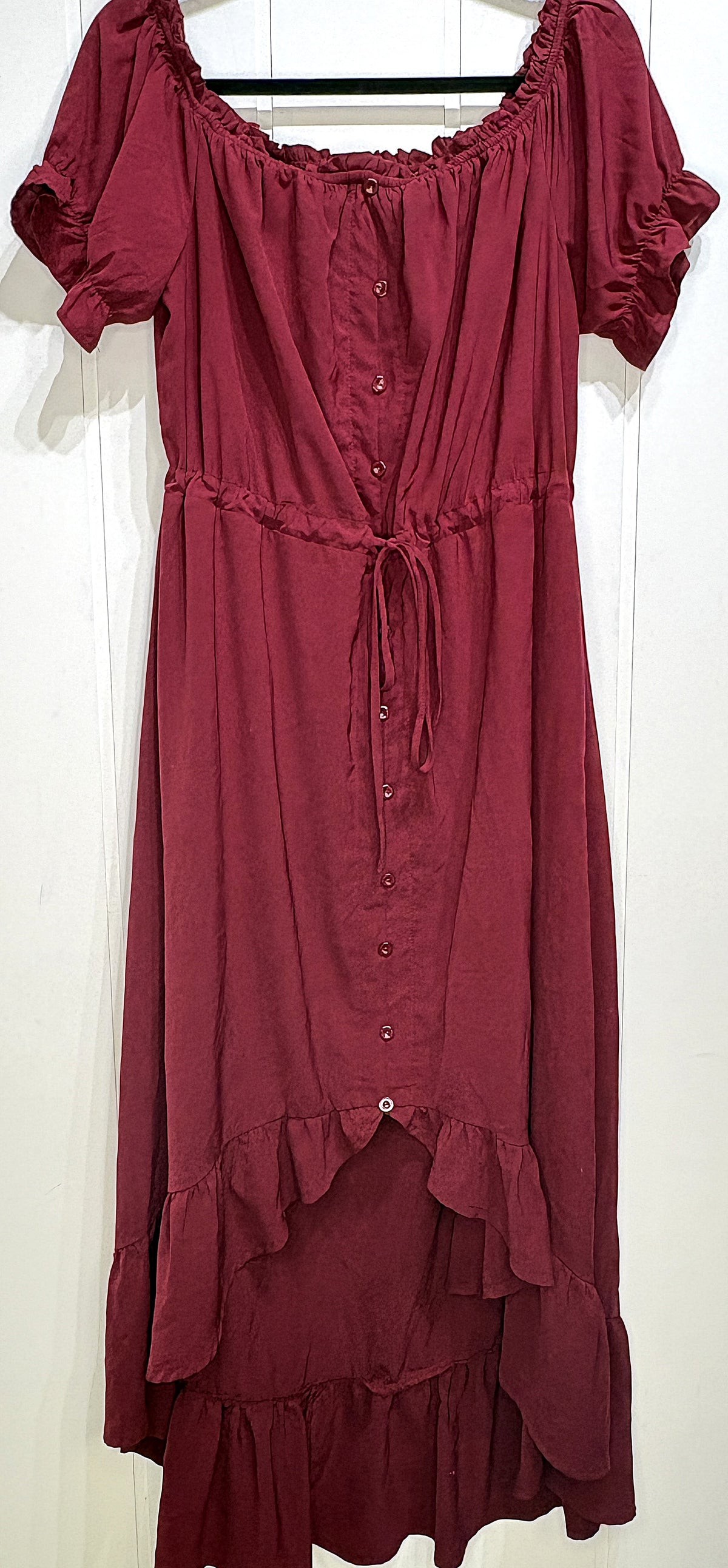 High-low Ruffle Hem Dress w/Front Tie