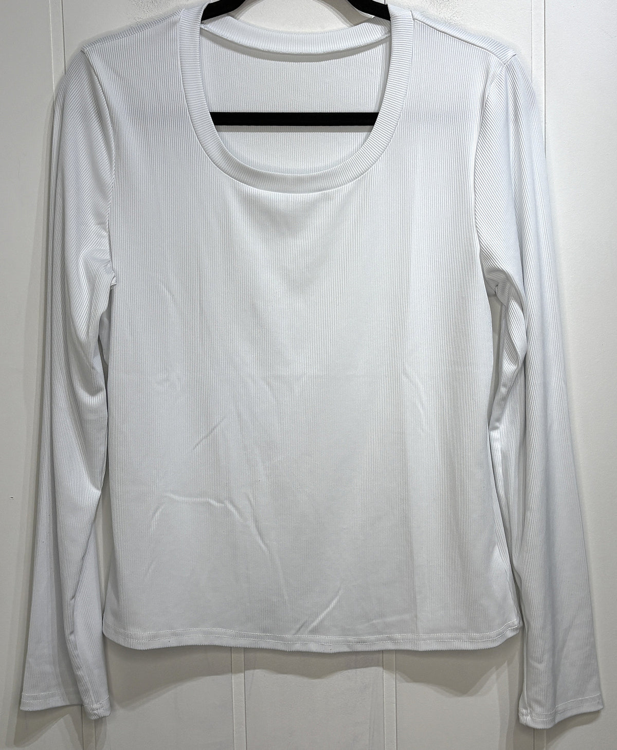 Square-Neck LS Ribbed Top