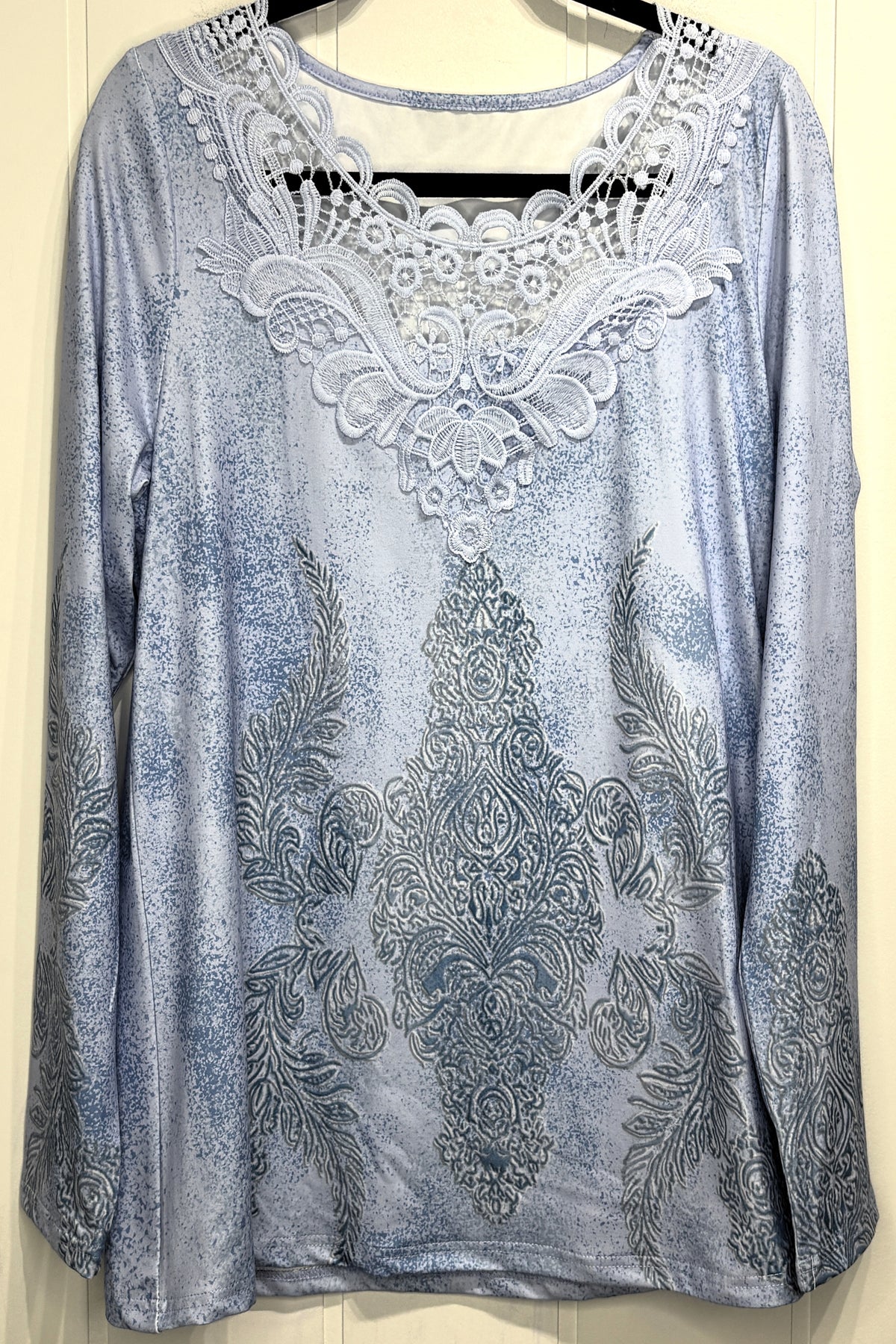 Embroidered Neck Graphic Knit Top