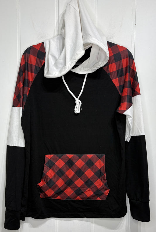 Plaid Patchwork Holiday Hoodie