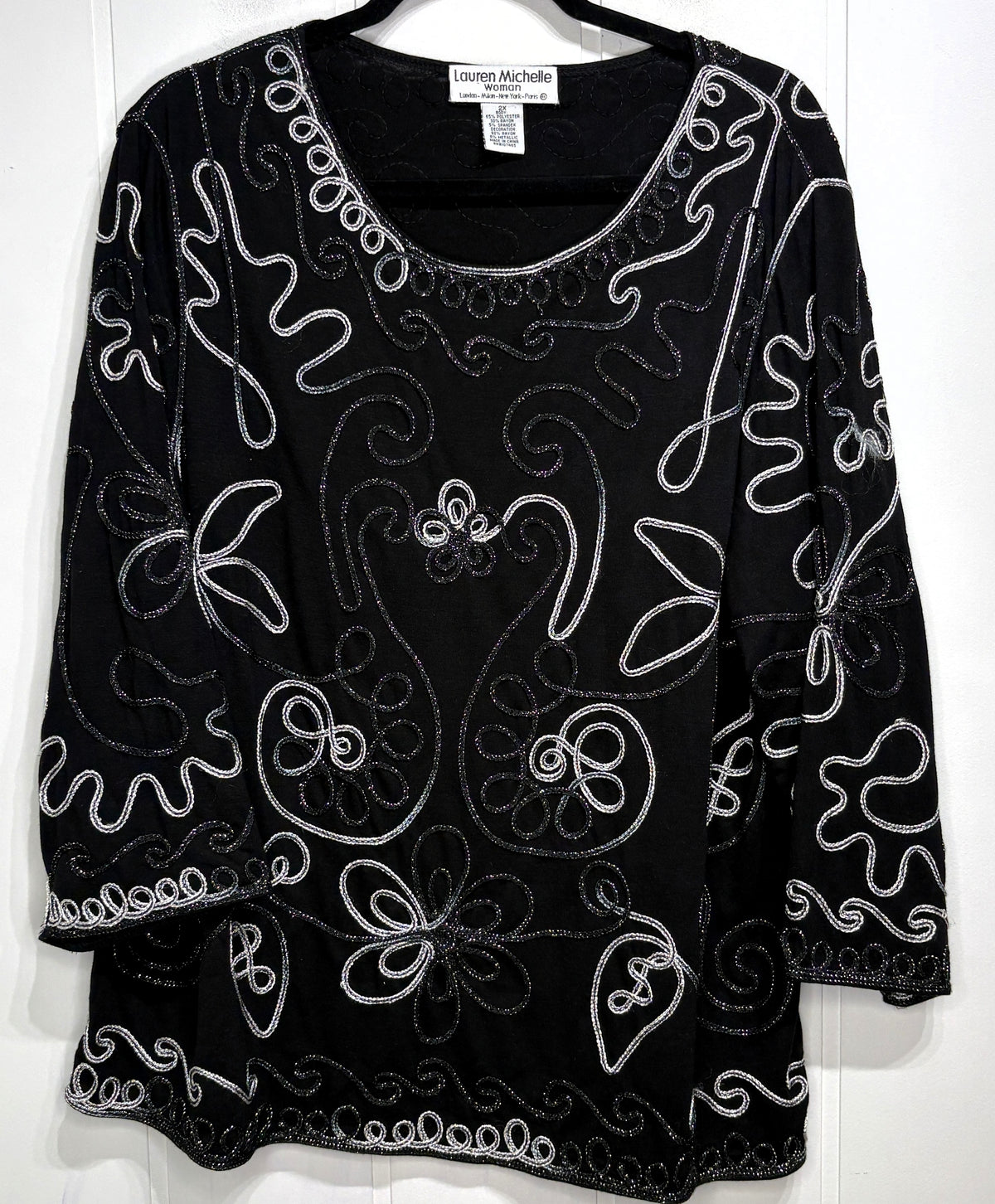 Lauren Michelle Stitched Flwr Blouse