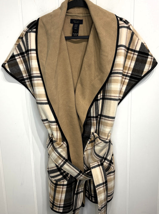 Rachel Roy Open Plaid Wrap Vest