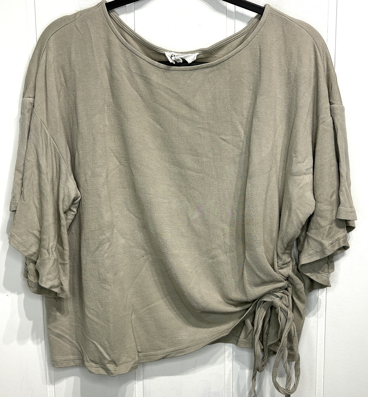 Evident Ruffle Sleeve Side Tie Top