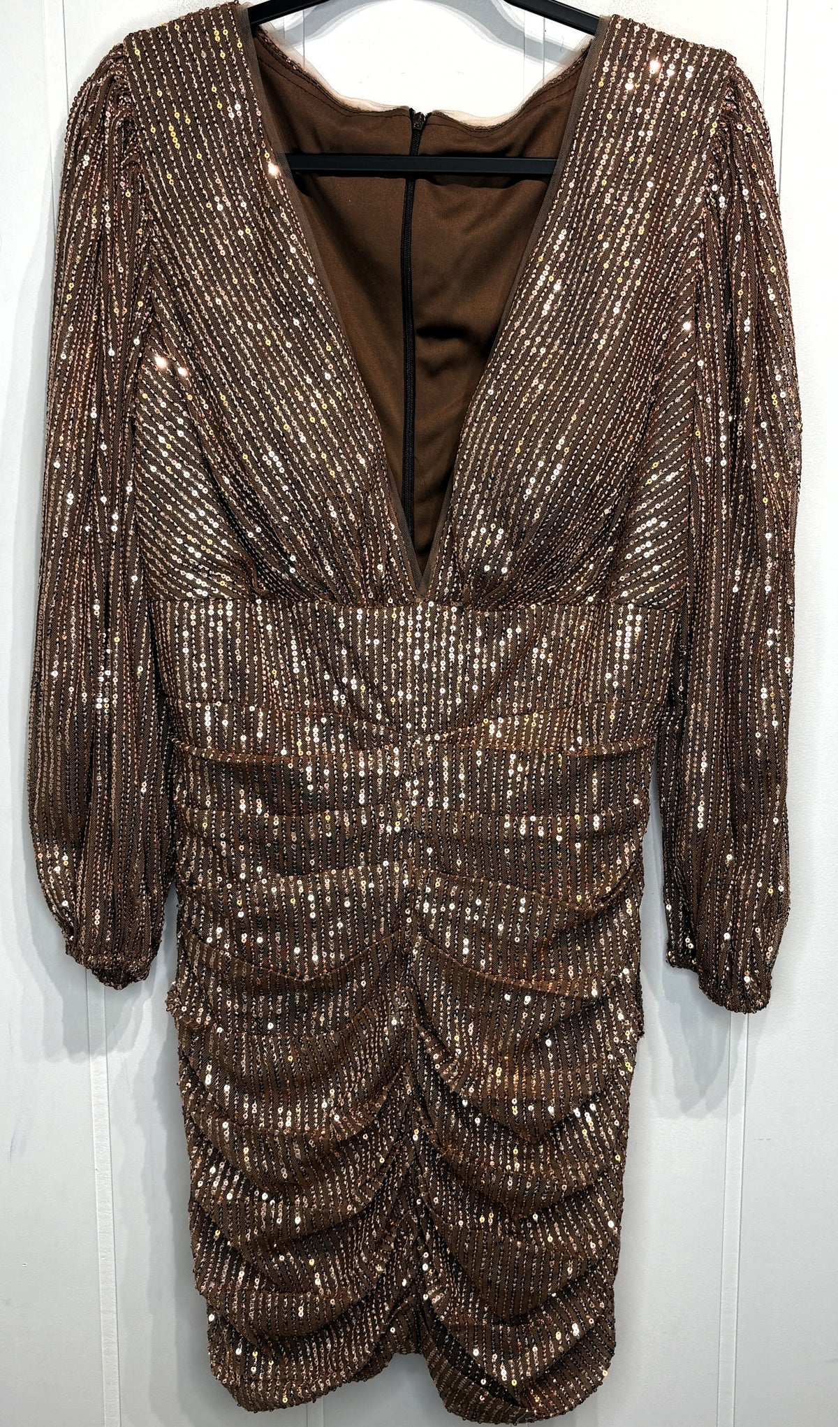 Sequin Mini Dress w/Deep V-neck