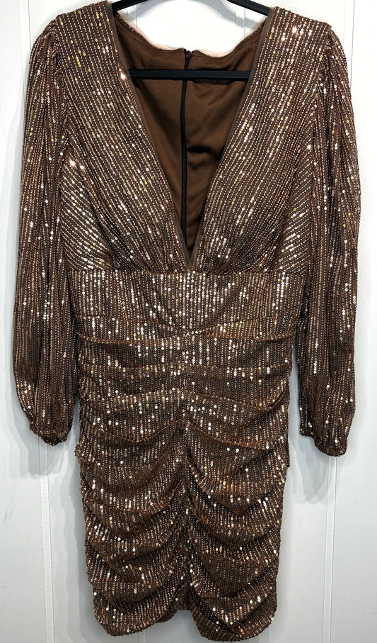 Sequin Mini Dress w/Deep V-neck