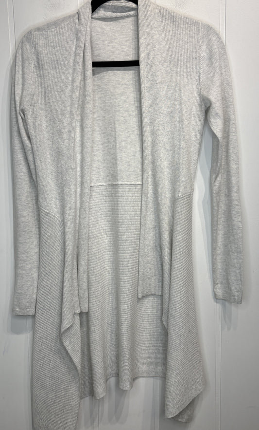 Open-front Draped Ribbed Cardigan