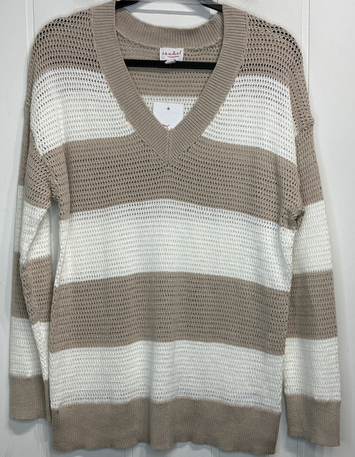 Isabel Crochet Knit Striped Sweater