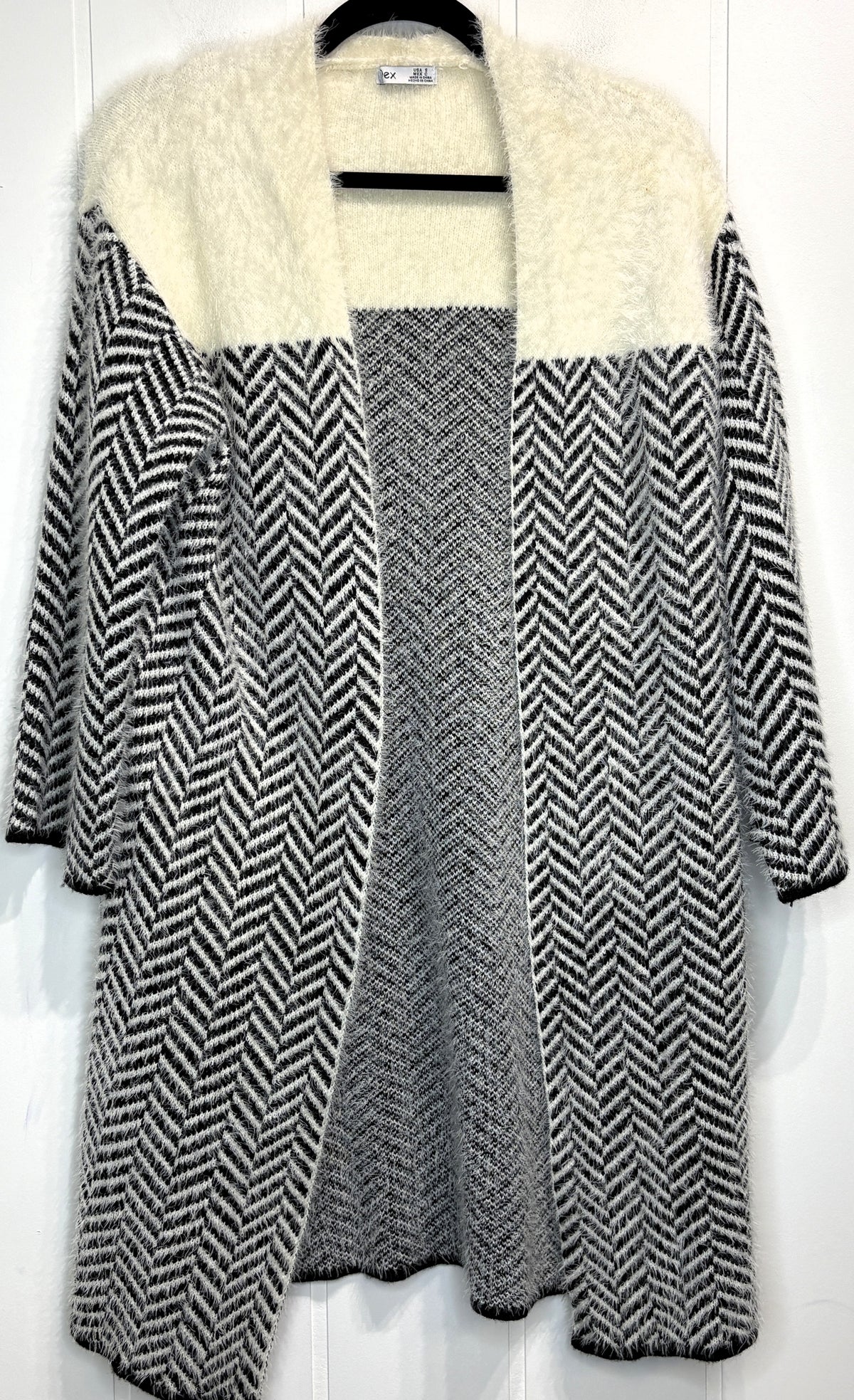 Dex Fuzzy Zig-Zag Cardigan Sweater